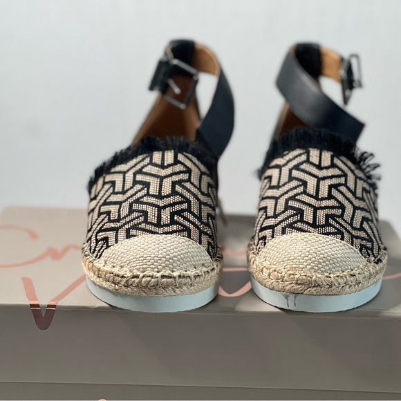 Black/Cognac Espadrilles w/Ankle Straps - Picture 1 of 5